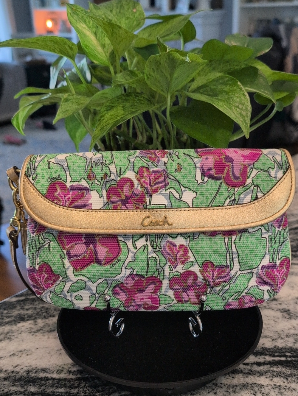 Coach Ashley Iris Floral Canvas Envelope Wristlet F44748